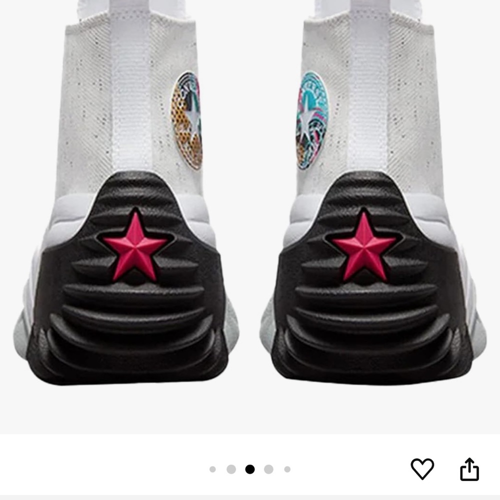 Converse White and Pink High-Top Sneakers with Bold Design - Picture 5 of 6